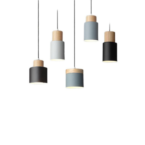 Nordic Simple Wire Chandelier LED Wood Pendant Lights
