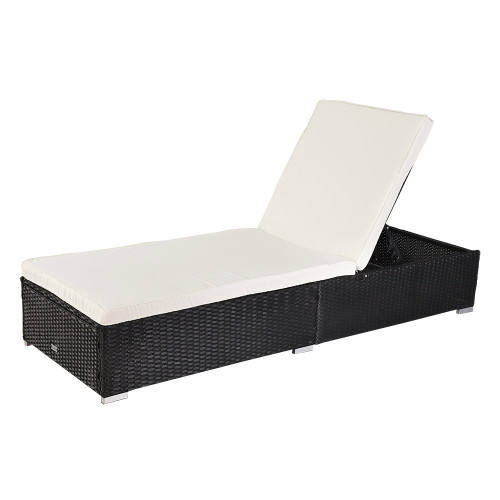Outdoor Leisure Rattan Furniture Pool Bed / Chaise (Single Sheet)-Black