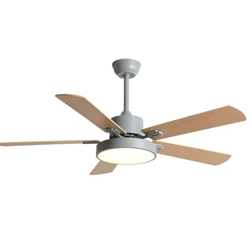 Nordic 42/52/56 Inch 5 Wooden Blade Pure Copper Ceiling Fan With LED Light