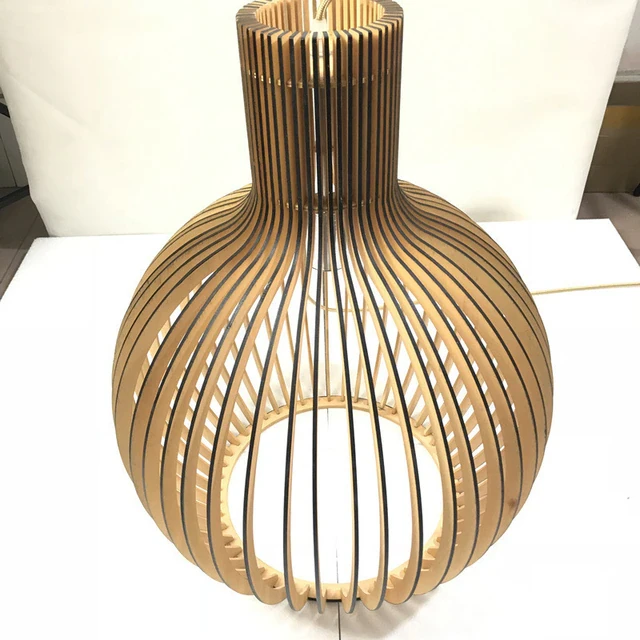 This picture shows a black color modern wooden birdcage pendant lamps in detail