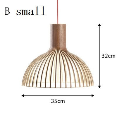 This picture shows a Zepboo wooden birdcage pendant light in size 35cm. 