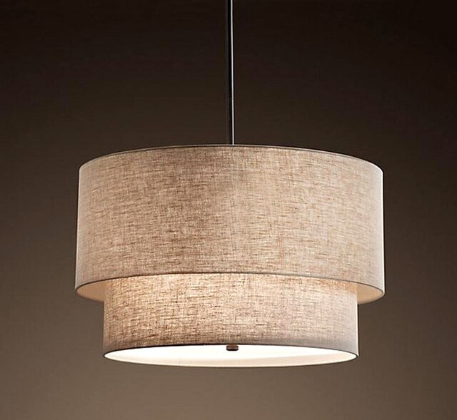 This picture shows a modern minimalist pastoral style pendant light in linen.