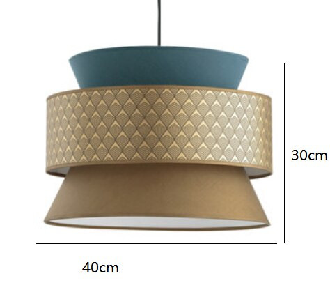 This picture shows a rattan fabric art blue brown pendant lamp in size 40cm.