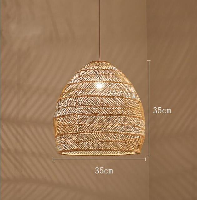 This picture shows a handmade woven rattan pendant lamp in size 35cm.