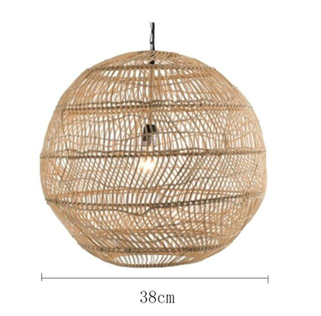 This picture shows a Southeast Asia hand woven rattan pendant light in size 38cm.