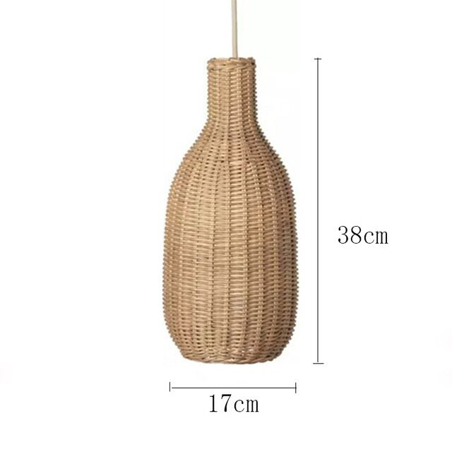 This picture shows a creative village rattan pendant light in size 17cm.