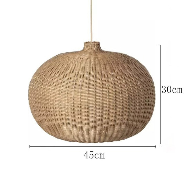 This picture shows a village rattan pendant light in size 45cm. 