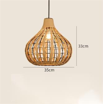 This picture shows a rattan retro weaving pendant lamp in wood in size 35cm.