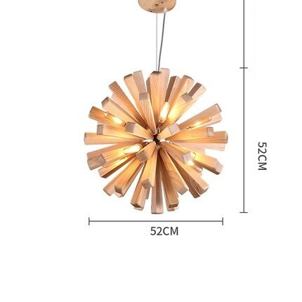 This picture shows a nordic dandelion wooden pendant light in light wood color in size 52cm.