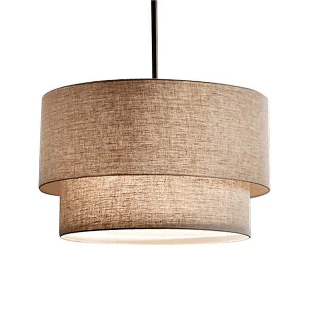 This picture shows a luxury double linen pendant light in linen color.