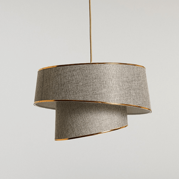 This picture shows a modern Scandinavian single pendant light in wicker gold.
