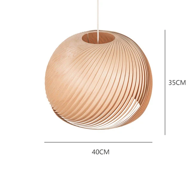 This picture shows a nordic round ball creative lamp in light wood color in size 40cm.