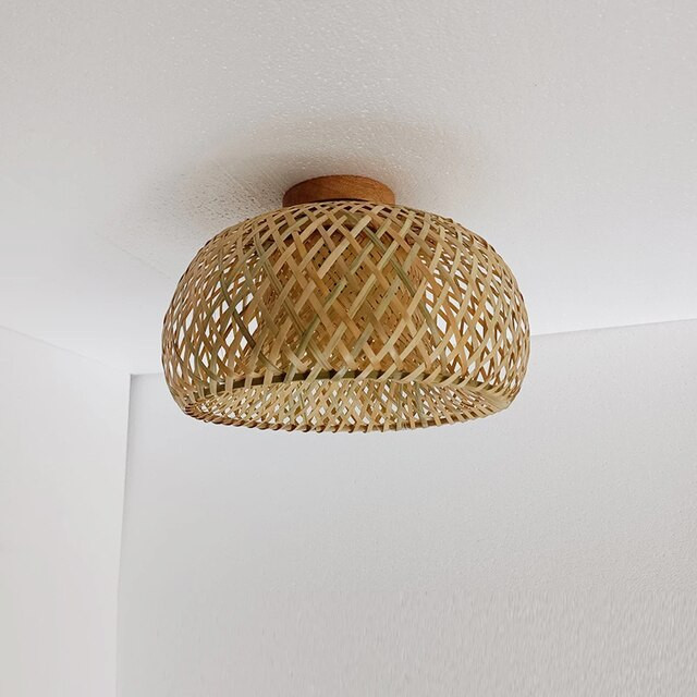 This picture shows a modern natural bamboo ceiling light