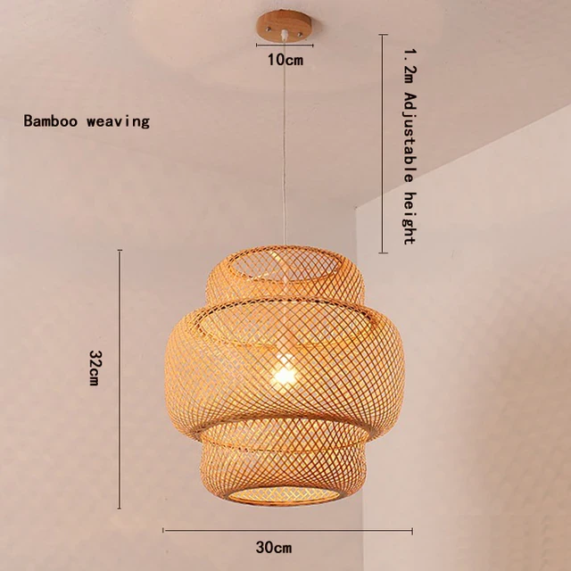 This picture shows a Southeast Asia bamboo hand woven pendant lamp in size 30cm.