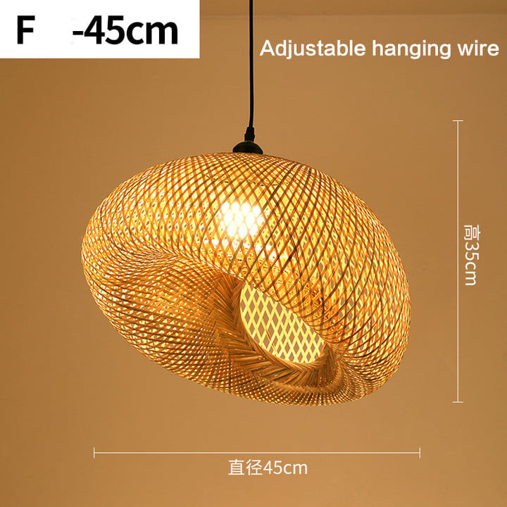 This picture shows a creative farmhouse hat bamboo pendant lamp in size 45cm.