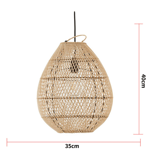 This picture shows a retro rattan hand-woven hanging basket lamp in size 35cm.