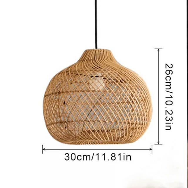 This picture shows a rattan wicker hanging basket lamp in size 30cm.