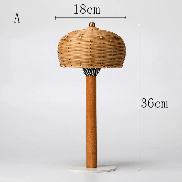 This picture shows a vintage wooden creative handmade bamboo desk lamp in size 36cm.