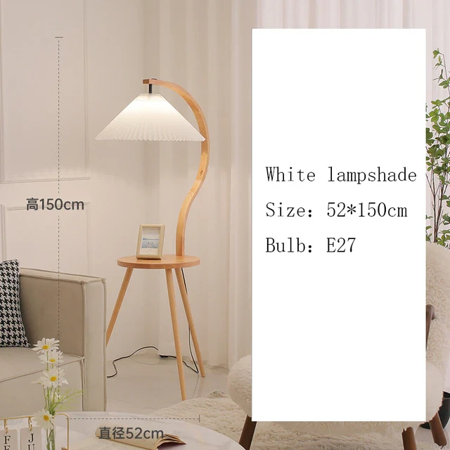 This picture shows a retro wooden tripod stand floor light in white color in size 150cm.