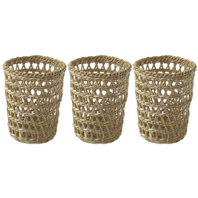 3Pcs Heat Resistant Hand Woven Drink Cup Holder Straw Woven Cup Holders