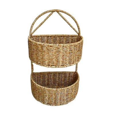 Three-Layer Two-Layer Wall Hanging Basket Rattan Knitted Basket