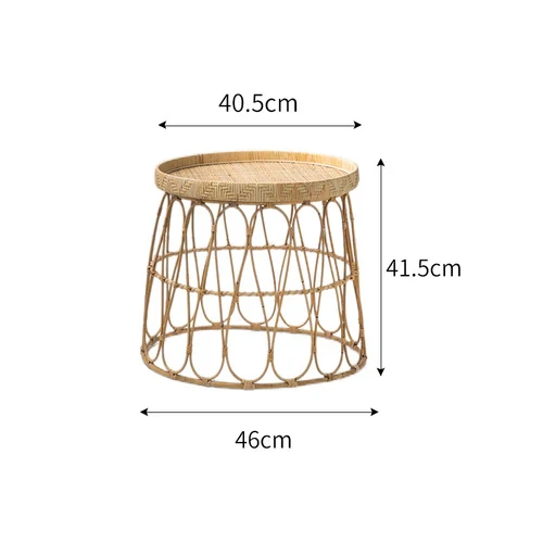 Nordic Rattan Coffee Table Natural Material Bedside Tables Hand Woven Home Furniture