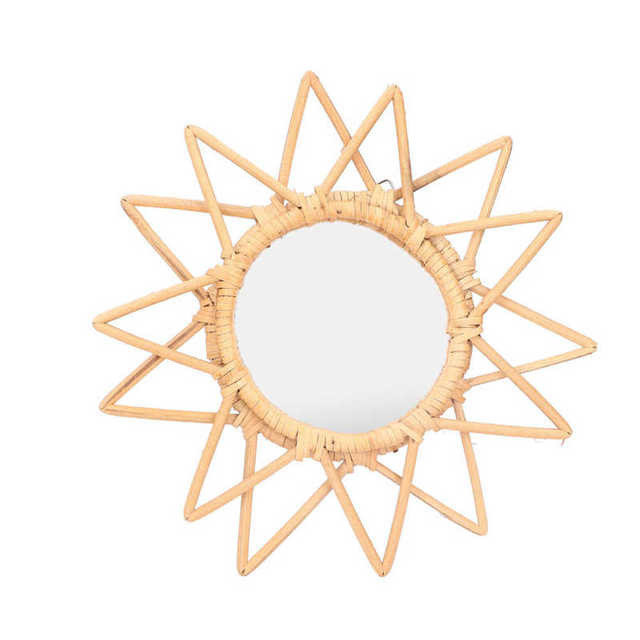 Rattan Decorative Makeup Mirror Nordic Wall Mirror Dressing Cosmetic Mirror
