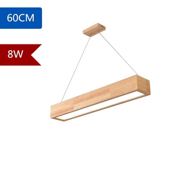 This picture shows a simple solid wood oak square wood linear pendant lamp in size 60cm.
