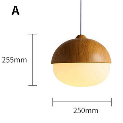 This picture shows a modern wood grain iron glass pendant lamp in size 25.5cm