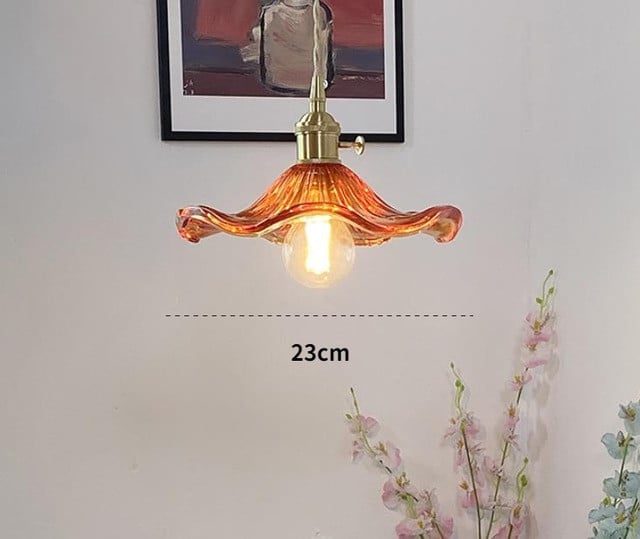 Vintage Glass Pendant Light Flower Hanging Lamps Lighting Fixture