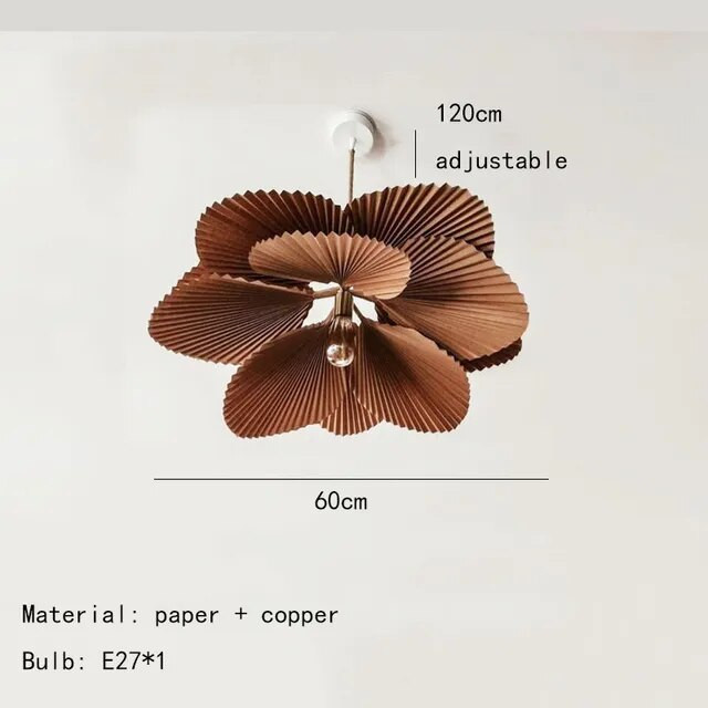 Art Deco Brown Pendant Lights Flower Leaf Shape Cord Adjustable Hanging Lamp