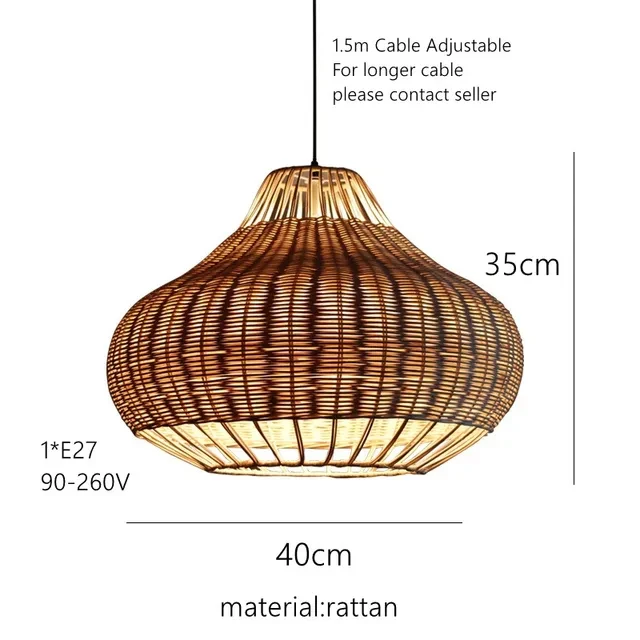 Handmade Southeast Asian Rattan Lamp Creative Bamboo Rattan Pendant Lamps