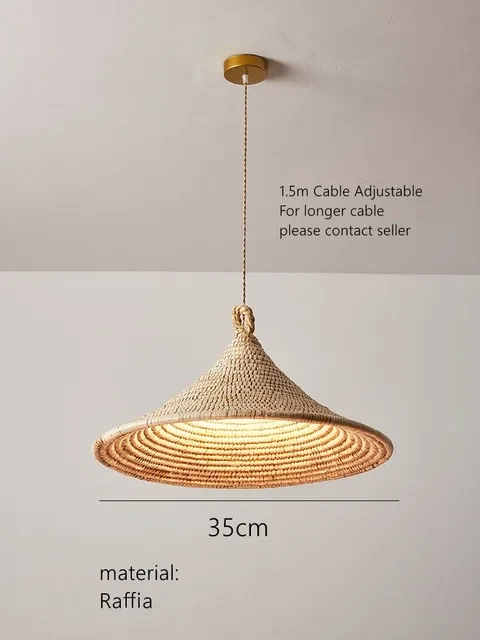 Southeast Asian Hat Chandelier Retro Creative Handmade Rattan Pendant Lamp