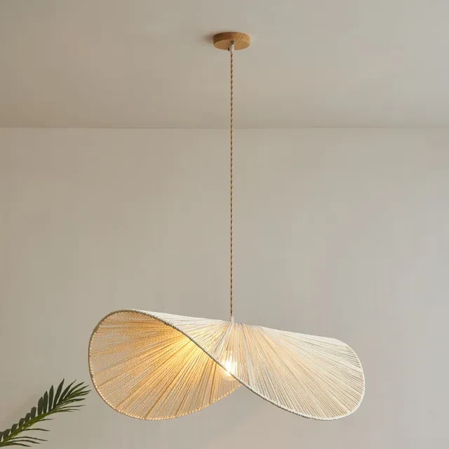 Handmade Rattan Rope Vertigo Woven Light Simple House Villa Pendant Lamp