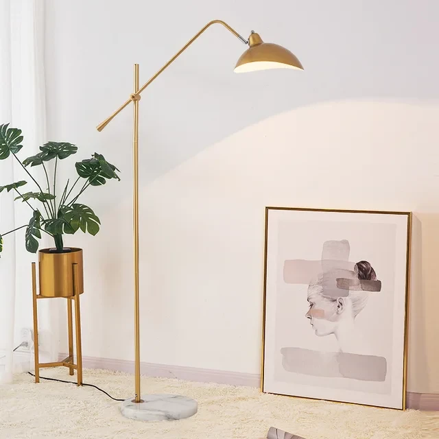 Industries Floor Lamp Nordic Gold Simple Metal Corner Lamp Marble Base Lamp