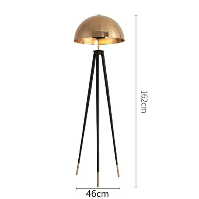 Postmodern Mushroom Floor Lamp Metal Electroplating Vintage Tripod Lamp