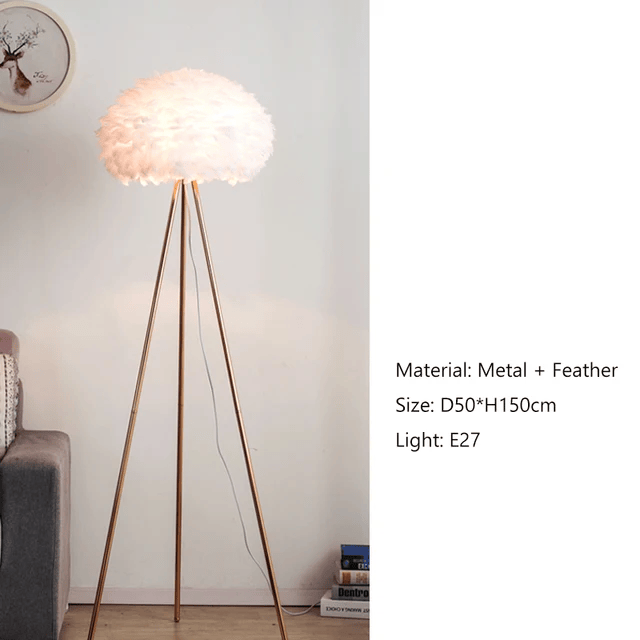 Nordic Modern Pink Led Feather Floor Lamp Bedroom Bedside Light White Floor Lamp