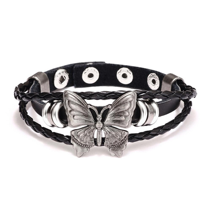 Gothic Vintage Butterfly Necklace PU Leather Women Choker