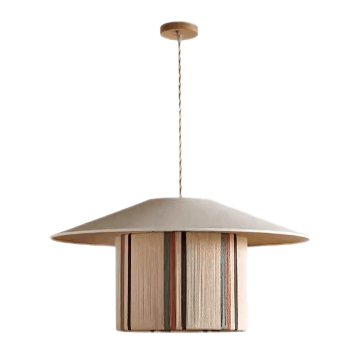 Mid-Century Modern Colorful Jute Cotton & Fabric Hanging Lamp