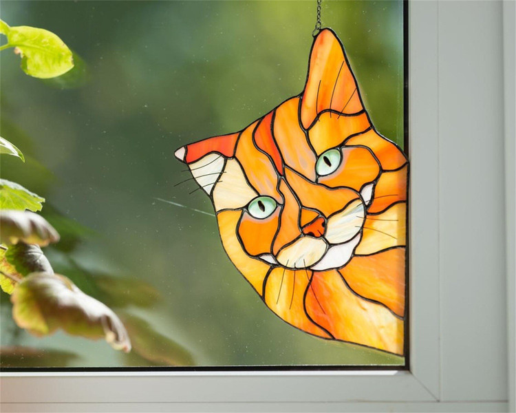 Personalized Stained Glass Cat