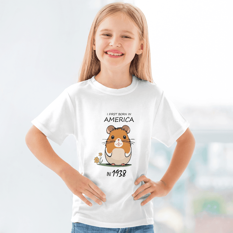 Funny Hamster Shirt, Classic Kids T-shirt, I First Born In America In 1938