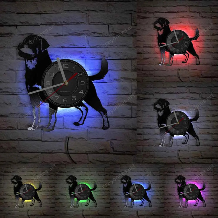 Rottweiler German Breed Vinyl Record Art Decorative Wall Clock Rottweil Butchers Rottie Disk Crafts Silent Dog Lover Gifts