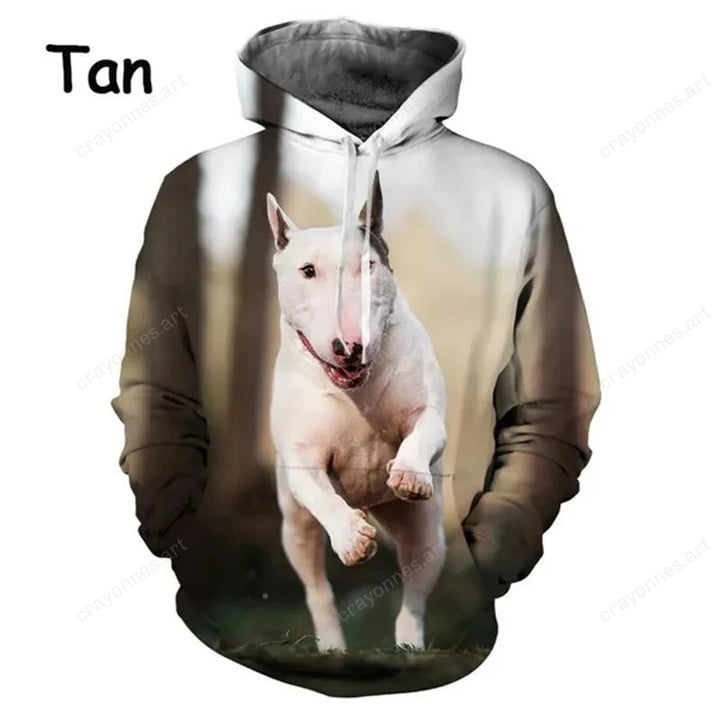 The Latest Bull Terrier 3D Graphic Hoodie Animal Dog Long-sleeved Sweatshirt Fall Jumper Top Hooded Oversized High Quality Hoody