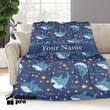 Blue Sharks Blanket, Customized Name