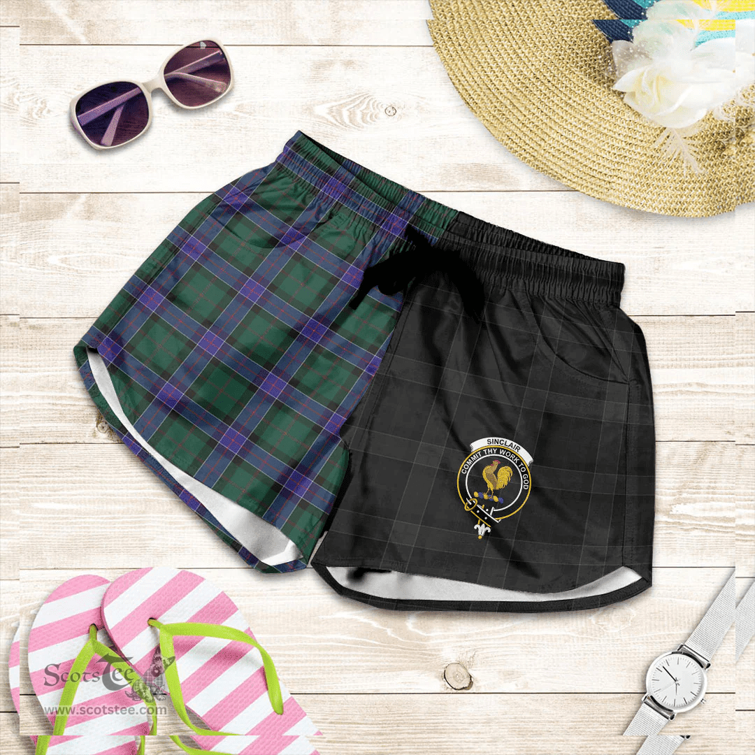 Scottish Sinclair Hunting Modern Clan Tartan Crest Women Short - The Half Style A7 Scottish Plaid Tartan Plaid