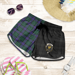 Scottish Sinclair Hunting Modern Clan Tartan Crest Women Short - The Half Style A7 Scottish Plaid Tartan Plaid