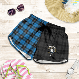 Scottish Ramsay Blue Ancient Clan Tartan Crest Women Short - The Half Style A7 Scottish Plaid Tartan Plaid