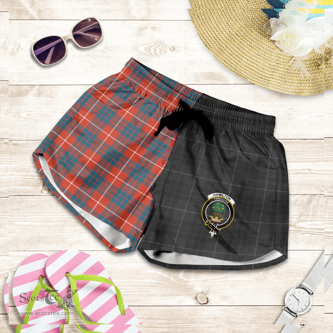 Scottish Hamilton Ancient Clan Tartan Crest Women Short - The Half Style A7 Scottish Plaid Tartan Plaid