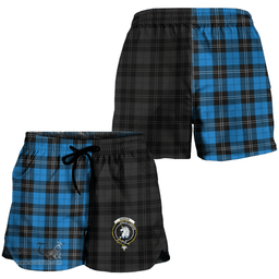 Scottish Ramsay Blue Ancient Clan Tartan Crest Women Short - The Half Style A7 Scottish Plaid Tartan Plaid