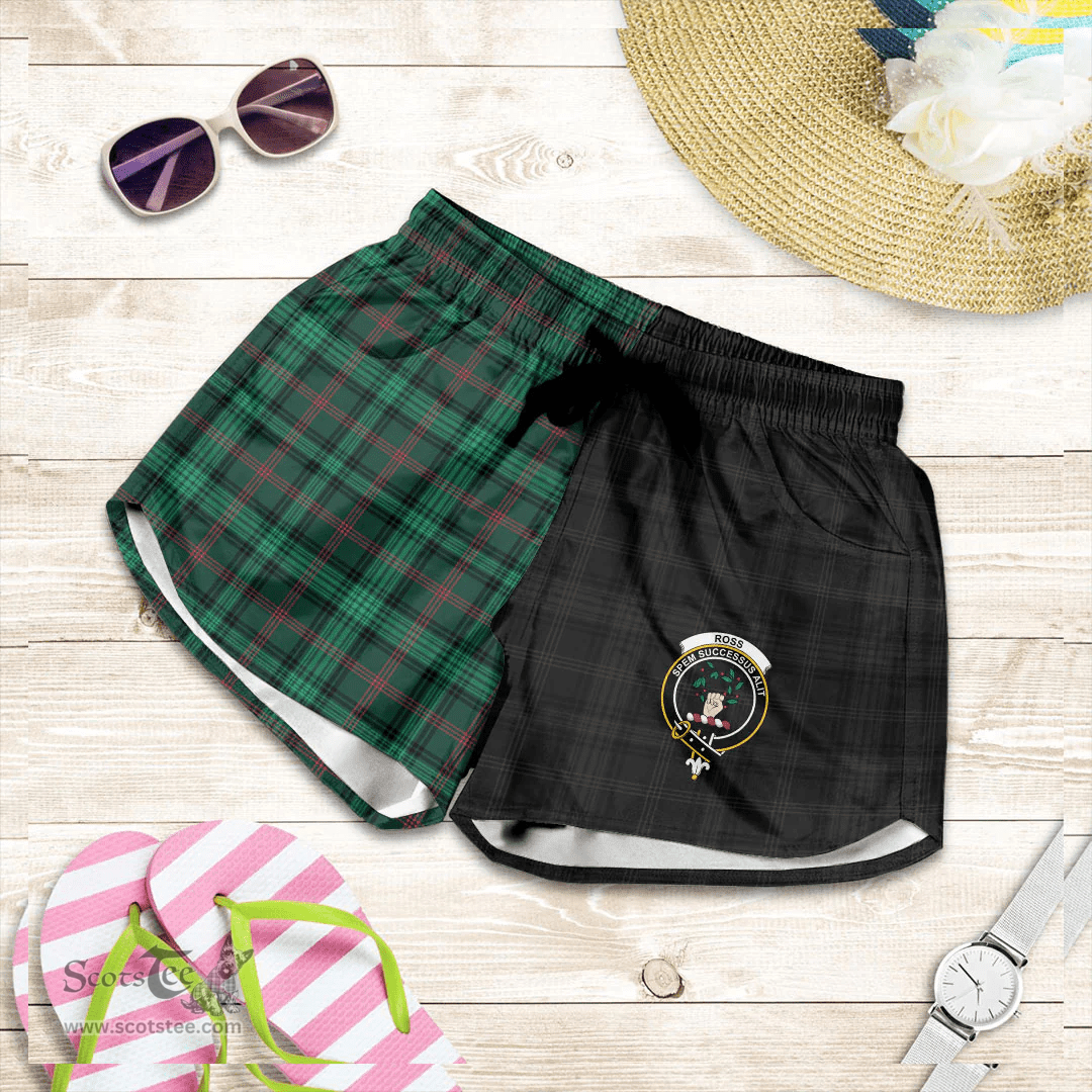 Scottish Ross Hunting Modern Clan Tartan Crest Women Short - The Half Style A7 Scottish Plaid Tartan Plaid